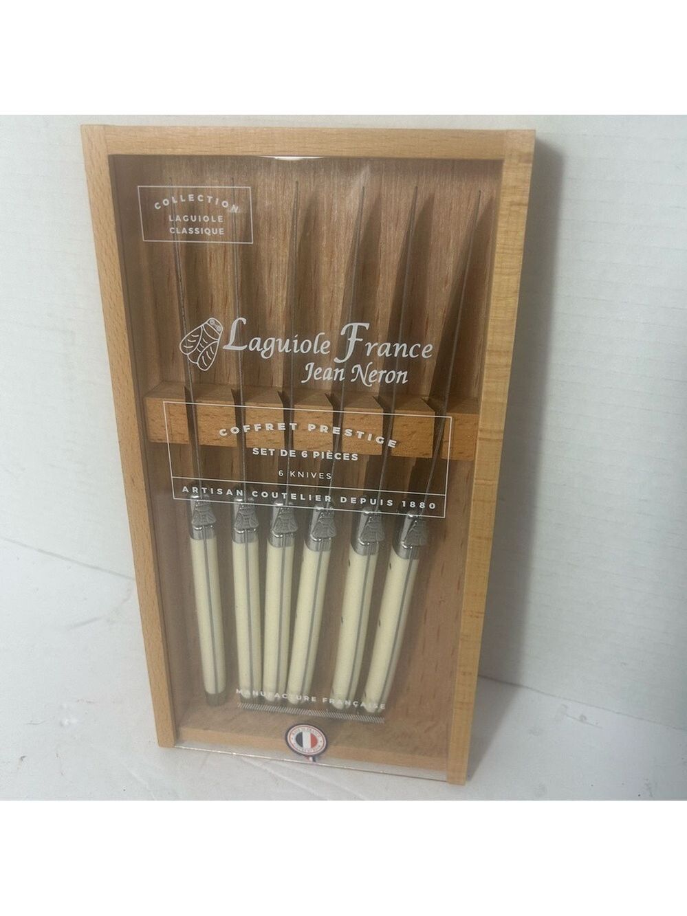 NEW Laguiole France Jean Nero Steak Knife Set 6 Resin Handle Color 9” Chef